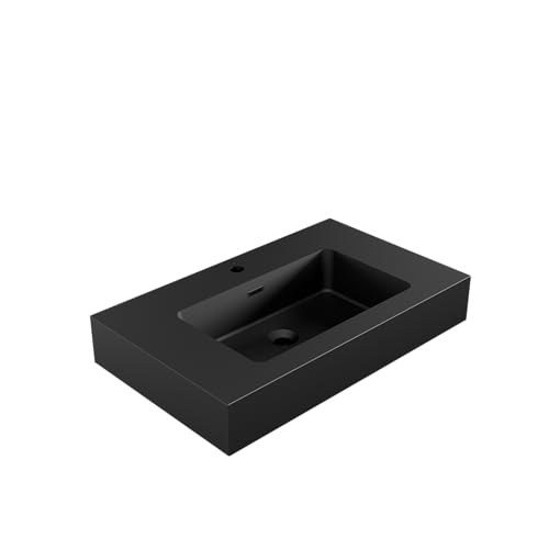 CITTANEO 30 Inch Matte Black Vanity Sink – Solid Surface Bathroom Vani — Controls and everyday operation