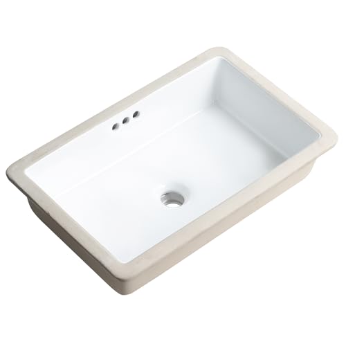 KARAMAG KARAMAG 22 Inch Undermount Bathroom Sink White Rectangle Sink — Design and materials in detail