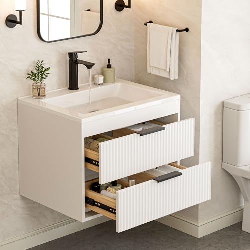 SUNTAGE 24 Inches Modern MDF Bathroom Vanity with Sink, Wall Mounted F — Build quality and design details up close