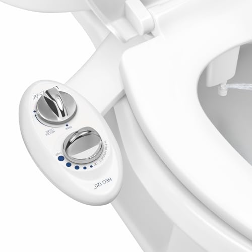 LUXE Bidet NEO 120 - Single Nozzle, Self-Cleaning, Non-Electric Bidet Attachment for Toilet Seat, Adjustable Water Pressure, Rear Wash (White)