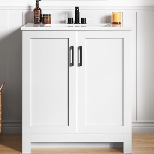 LIKIMIO LIKIMIO 30" Bathroom Vanity with Sink, 2 Soft-Close Doors, Whi — Manufacturer product photo — bathroom vanity buying guide