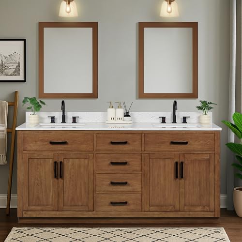 XWNE XWNE 72-inch Dark Walnut Bathroom Vanity with 2 Sinks, Solid Wood — Key features at a glance