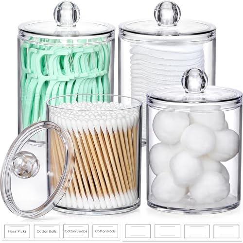AOZITA 4 Pack Acrylic Qtip Holder Dispenser for Cotton Swabs, Balls, P — Key features at a glance