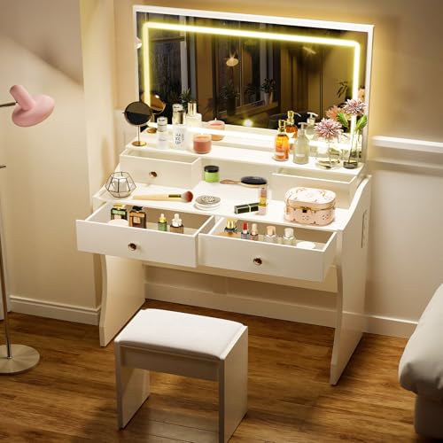 COMHOMA COMHOMA Makeup Vanity Desk with Mirror and Lights, Vanity Tabl — Controls and everyday operation