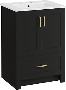 Yaheetech 24.5" Bathroom Vanity with Sink, Bathroom Storage Cabinet with 2 Doors &amp