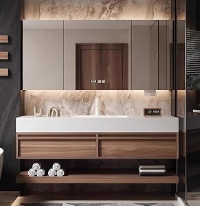 Bathroom Vanity with Sink, Floating Bathroom Cabinet Vanity, Solid Wood Single Sink Vaniti