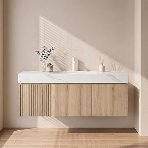 48'' Mid-Century Modern Floating Bathroom Vanity with Sink, Wall Mounted Storage Cabinet w