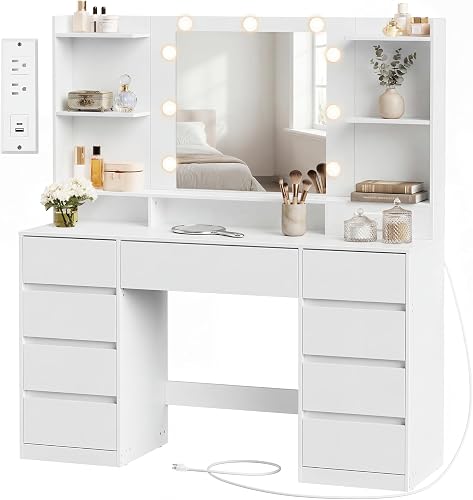 SONGMICS HOME Vanity Desk with Mirror and Lights, Makeup Vanity Table — Key features at a glance
