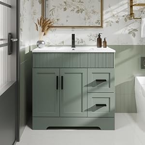 eclife 36" Bathroom Vanities Sink Combo with Painted Surface, Modern Drawered Cabinet