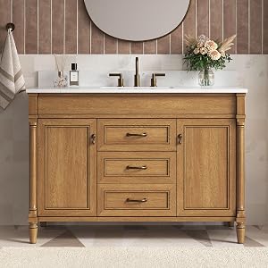 DELUXE LIVING 48 Inch Bathroom Vanity with Sink Combo, Classic Bathroom Cabinet with Count
