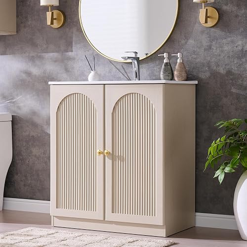 IFBUY 30 Inch Arched Bathroom Vanity with Sink, Modern Fluted Bathroom — Our recommended configuration for best results