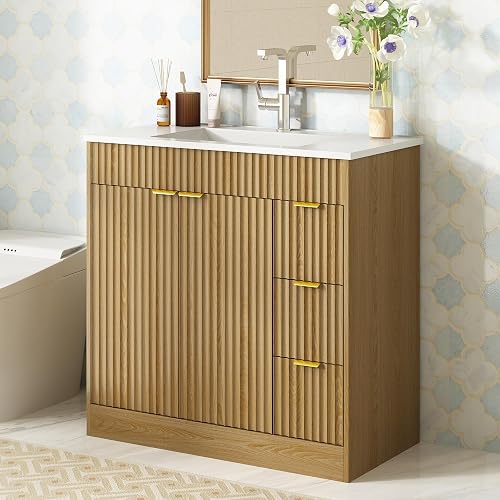 CARPETNAL 36 Inch Bathroom Vanity with Sink, Modern Fluted Bathroom Va — Real-world performance testing in action