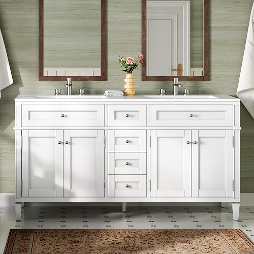 AMERLIFE 60″ Bathroom Vanity with Sink Combo, Modern Double Sink Vanit — Build quality and design details up close