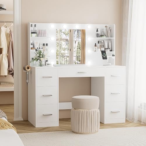 YESHOMY Vanity Desk with Mirror, Power Outlet and 10 Lights, Makeup Ta — Side-by-side comparison of top picks in this category