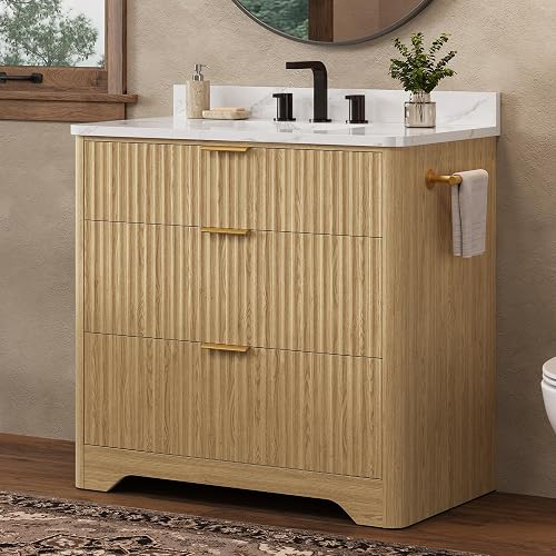 IRONCK 36 inch Bathroom Vanity with Ceramic Sink, Freestanding Wood Gr — Real-world performance testing in action